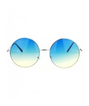 Hippie Retro Groovy Gradient Oversize Circle Lens Round Lennon Sunglasses - Blue - C811S69T1XV $11.86 Round