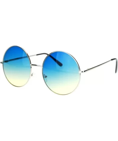 Hippie Retro Groovy Gradient Oversize Circle Lens Round Lennon Sunglasses - Blue - C811S69T1XV $11.86 Round