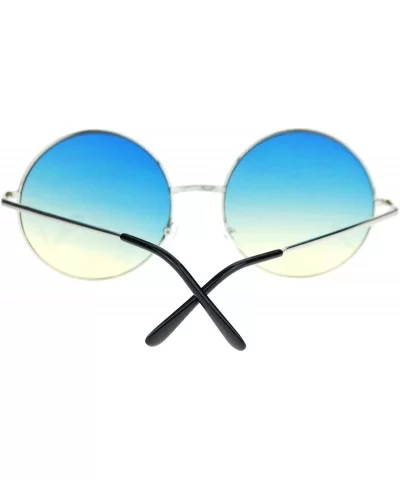 Hippie Retro Groovy Gradient Oversize Circle Lens Round Lennon Sunglasses - Blue - C811S69T1XV $11.86 Round