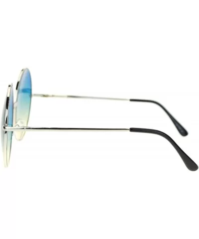 Hippie Retro Groovy Gradient Oversize Circle Lens Round Lennon Sunglasses - Blue - C811S69T1XV $11.86 Round