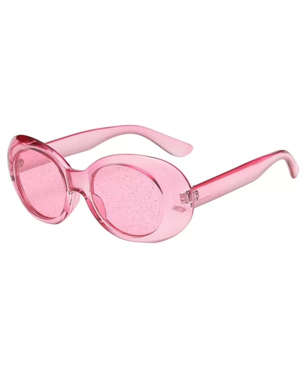 Sequins Sunglasses - Women Man Retro Vintage Oversized Oval Sunglasses Eyewear (A) - A - CV18DTMMIA9 $4.18 Oval