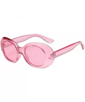 Sequins Sunglasses - Women Man Retro Vintage Oversized Oval Sunglasses Eyewear (A) - A - CV18DTMMIA9 $4.18 Oval