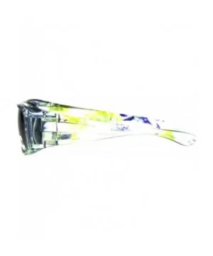 Polarized Womens Floral Print Fit Over Rectangular 54mm Sunglasses - Clear Blue Yellow - CP18D4KCM78 $8.51 Oversized