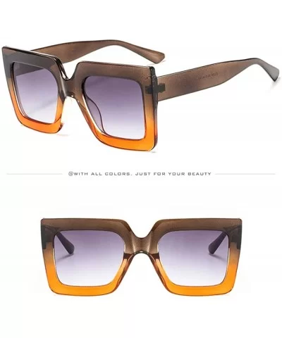 Oversized Square Sunglasses for Women Retro Chic Metal Frame UV400 (Style D) - C3196GZHWE6 $6.29 Square