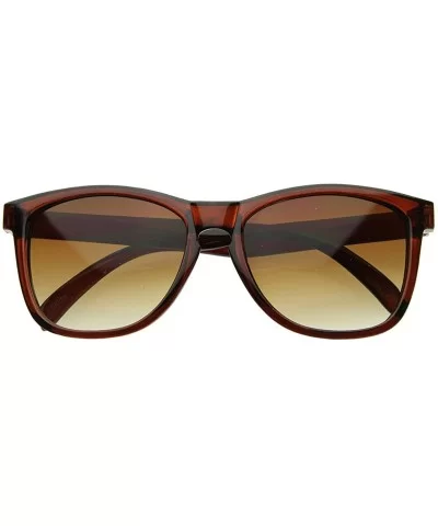 Froggy Designer Inspired Key Hole Horn Rimmed Sunglasses w/Color Mirror Lens (Brown/Amber) - CW116AZVR3T $7.07 Sport