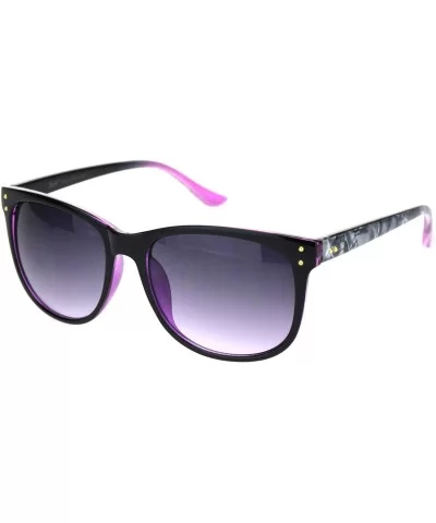 Womens Boyfriend Style Horn Rim Rectangular Retro Plastic Sunglasses - Black Purple Smoke - CU18OEQYSC9 $8.20 Rectangular