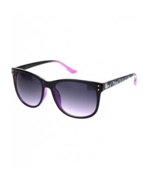 Womens Boyfriend Style Horn Rim Rectangular Retro Plastic Sunglasses - Black Purple Smoke - CU18OEQYSC9 $8.20 Rectangular