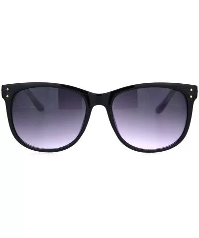 Womens Boyfriend Style Horn Rim Rectangular Retro Plastic Sunglasses - Black Purple Smoke - CU18OEQYSC9 $8.20 Rectangular