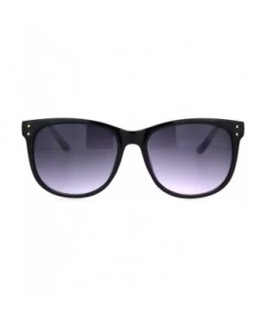 Womens Boyfriend Style Horn Rim Rectangular Retro Plastic Sunglasses - Black Purple Smoke - CU18OEQYSC9 $8.20 Rectangular