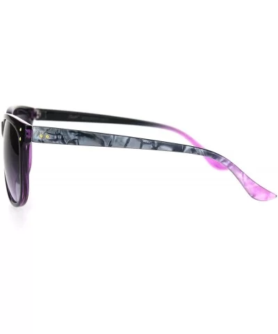 Womens Boyfriend Style Horn Rim Rectangular Retro Plastic Sunglasses - Black Purple Smoke - CU18OEQYSC9 $8.20 Rectangular