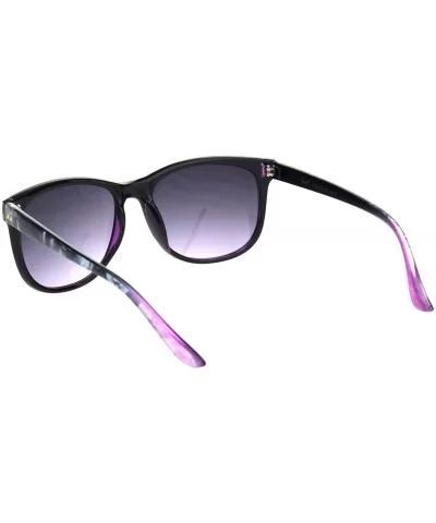 Womens Boyfriend Style Horn Rim Rectangular Retro Plastic Sunglasses - Black Purple Smoke - CU18OEQYSC9 $8.20 Rectangular