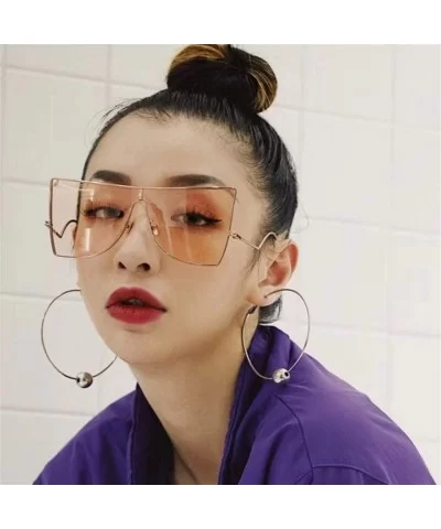 Women's Unique Oversize Square Sunglasses Alloy Frame One Piece Sun Glasses For Female Cat Eye Shades UV400 - C11903C6D0D $9....