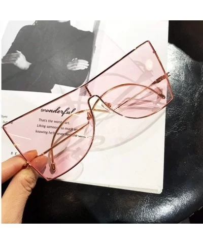 Women's Unique Oversize Square Sunglasses Alloy Frame One Piece Sun Glasses For Female Cat Eye Shades UV400 - C11903C6D0D $9....