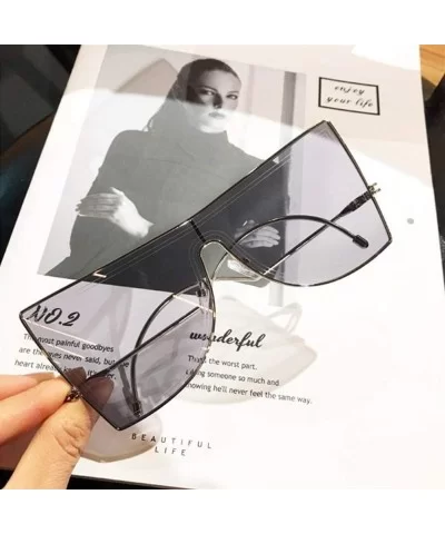 Women's Unique Oversize Square Sunglasses Alloy Frame One Piece Sun Glasses For Female Cat Eye Shades UV400 - C11903C6D0D $9....