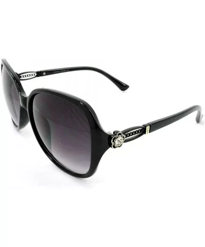 Vintage Thick Oversized Plastic Frame Womens Sunglasses UV 400 - Black W Flower - CQ18ROI256M $7.26 Oversized