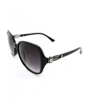 Vintage Thick Oversized Plastic Frame Womens Sunglasses UV 400 - Black W Flower - CQ18ROI256M $7.26 Oversized