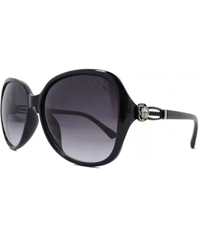 Vintage Thick Oversized Plastic Frame Womens Sunglasses UV 400 - Black W Flower - CQ18ROI256M $7.26 Oversized