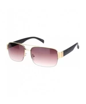 Mens Luxury Half Rim Rectangular Designer Fashion Sunglasses - Gold Grey - CJ11XOLXRWH $7.37 Rectangular