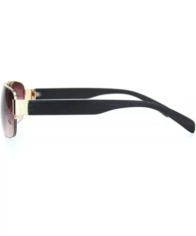 Mens Luxury Half Rim Rectangular Designer Fashion Sunglasses - Gold Grey - CJ11XOLXRWH $7.37 Rectangular