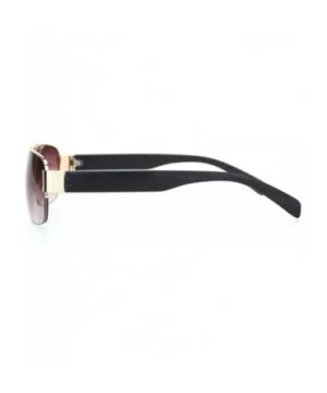 Mens Luxury Half Rim Rectangular Designer Fashion Sunglasses - Gold Grey - CJ11XOLXRWH $7.37 Rectangular