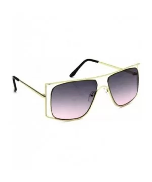 Oversized Large Aviator Sunglasses Flat Top Semi-Rimless Gold Shield - Purple - CU18G336KGW $7.16 Oversized