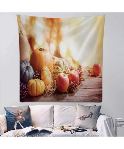 Thanksgiving-Wall Hanging Tapestry Fall Or Autumn Greeting Background with Pumpkin UK for Decor 39.3X39.3Inch - CN1992K7S0O $...