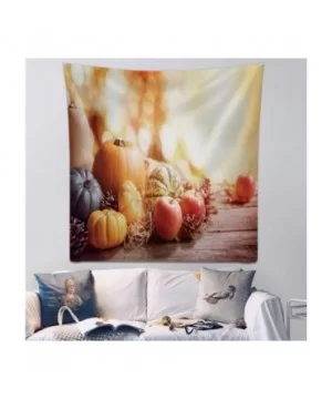 Thanksgiving-Wall Hanging Tapestry Fall Or Autumn Greeting Background with Pumpkin UK for Decor 39.3X39.3Inch - CN1992K7S0O $...