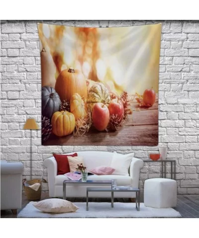 Thanksgiving-Wall Hanging Tapestry Fall Or Autumn Greeting Background with Pumpkin UK for Decor 39.3X39.3Inch - CN1992K7S0O $...