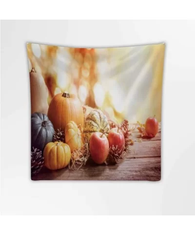 Thanksgiving-Wall Hanging Tapestry Fall Or Autumn Greeting Background with Pumpkin UK for Decor 39.3X39.3Inch - CN1992K7S0O $...