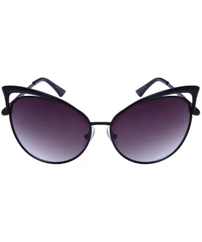 Fashion Oversized Metal Cat Eye Sunglasses Color Mirror & Gradient Lens for Women - CC12NQYELXM $8.32 Oversized