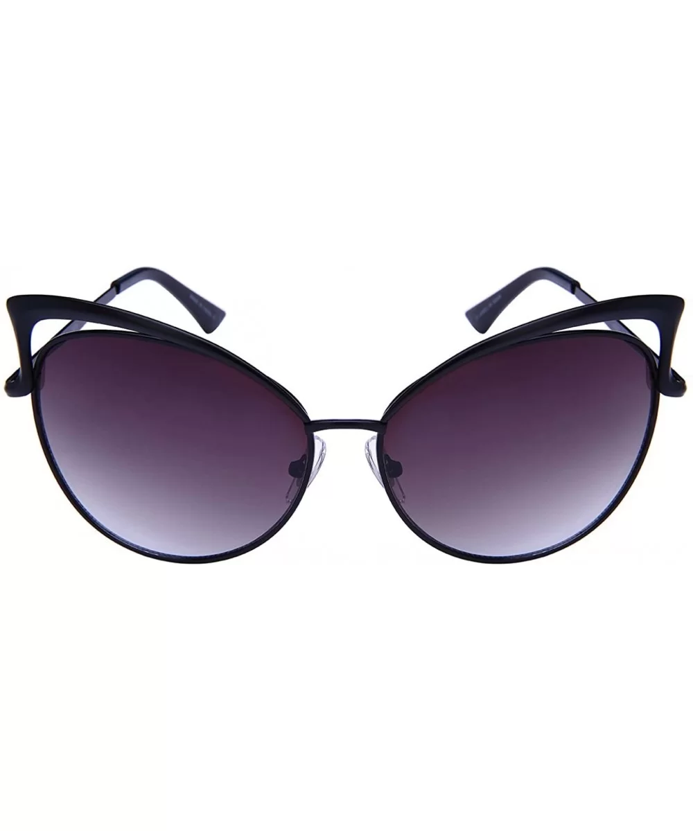 Fashion Oversized Metal Cat Eye Sunglasses Color Mirror & Gradient Lens for Women - CC12NQYELXM $8.32 Oversized