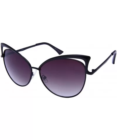 Fashion Oversized Metal Cat Eye Sunglasses Color Mirror & Gradient Lens for Women - CC12NQYELXM $8.32 Oversized