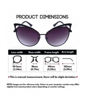 Fashion Oversized Metal Cat Eye Sunglasses Color Mirror & Gradient Lens for Women - CC12NQYELXM $8.32 Oversized