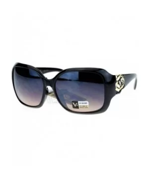 Womens Oversized Square Frame Sunglasses With Rhinestone Rose Design - Black Gold - CN127364OEX $6.08 Square