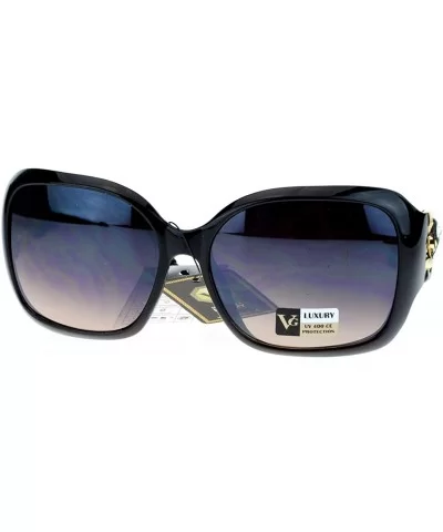 Womens Oversized Square Frame Sunglasses With Rhinestone Rose Design - Black Gold - CN127364OEX $6.08 Square