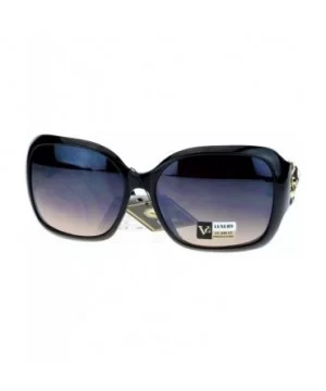 Womens Oversized Square Frame Sunglasses With Rhinestone Rose Design - Black Gold - CN127364OEX $6.08 Square