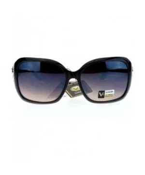 Womens Oversized Square Frame Sunglasses With Rhinestone Rose Design - Black Gold - CN127364OEX $6.08 Square