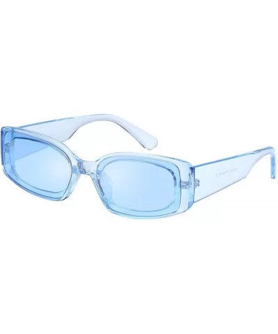 Creative Rectangle Sunglasses Women Fashion Thick Frame UV400 Protection B2462 - Blue Clear - CJ18LWW4STI $7.39 Square