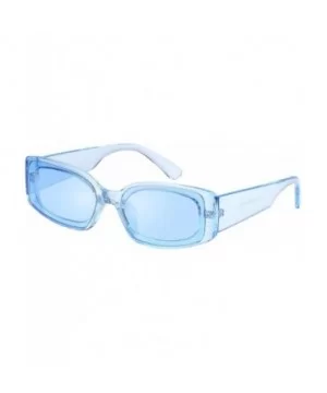 Creative Rectangle Sunglasses Women Fashion Thick Frame UV400 Protection B2462 - Blue Clear - CJ18LWW4STI $7.39 Square