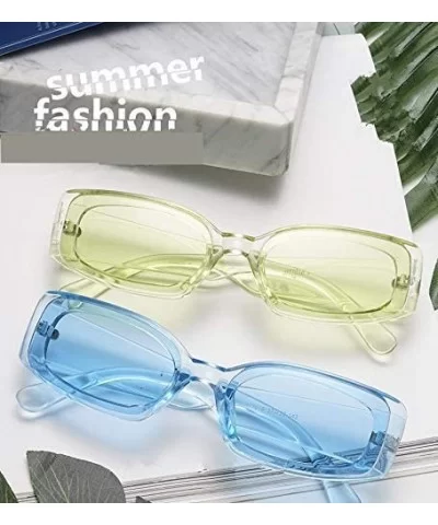 Creative Rectangle Sunglasses Women Fashion Thick Frame UV400 Protection B2462 - Blue Clear - CJ18LWW4STI $7.39 Square