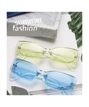 Creative Rectangle Sunglasses Women Fashion Thick Frame UV400 Protection B2462 - Blue Clear - CJ18LWW4STI $7.39 Square