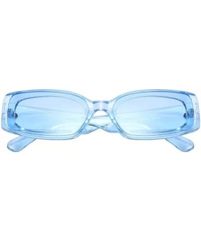 Creative Rectangle Sunglasses Women Fashion Thick Frame UV400 Protection B2462 - Blue Clear - CJ18LWW4STI $7.39 Square