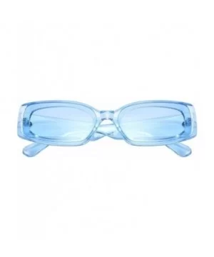 Creative Rectangle Sunglasses Women Fashion Thick Frame UV400 Protection B2462 - Blue Clear - CJ18LWW4STI $7.39 Square