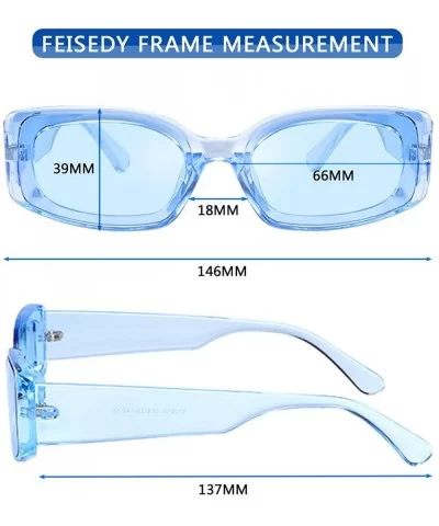 Creative Rectangle Sunglasses Women Fashion Thick Frame UV400 Protection B2462 - Blue Clear - CJ18LWW4STI $7.39 Square