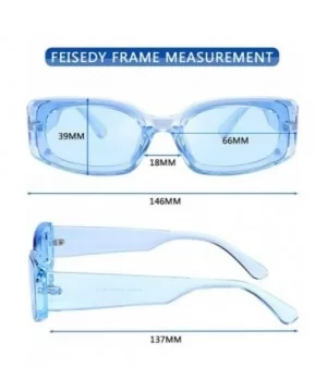 Creative Rectangle Sunglasses Women Fashion Thick Frame UV400 Protection B2462 - Blue Clear - CJ18LWW4STI $7.39 Square