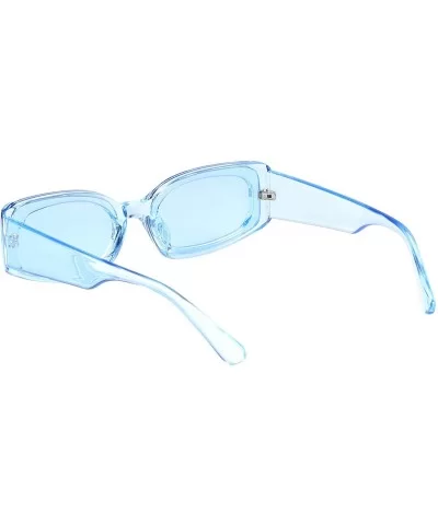 Creative Rectangle Sunglasses Women Fashion Thick Frame UV400 Protection B2462 - Blue Clear - CJ18LWW4STI $7.39 Square