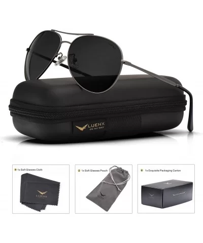 Aviator Sunglasses Polarized for Men Women LUENX-UV400 Protection with Case - Grey/Smaller Size - CO18U6EIZO2 $10.74 Aviator