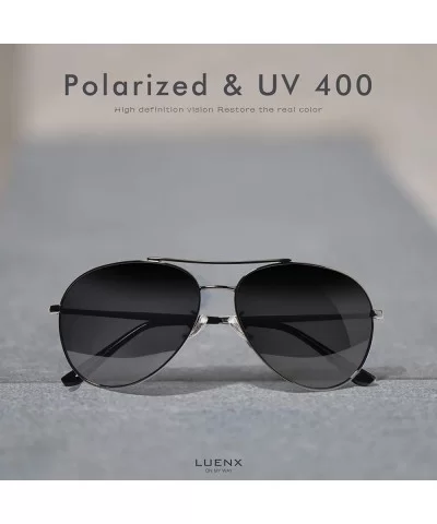 Aviator Sunglasses Polarized for Men Women LUENX-UV400 Protection with Case - Grey/Smaller Size - CO18U6EIZO2 $10.74 Aviator