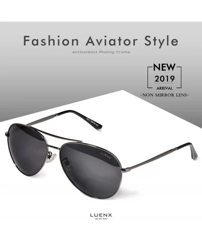 Aviator Sunglasses Polarized for Men Women LUENX-UV400 Protection with Case - Grey/Smaller Size - CO18U6EIZO2 $10.74 Aviator