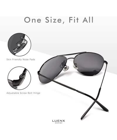 Aviator Sunglasses Polarized for Men Women LUENX-UV400 Protection with Case - Grey/Smaller Size - CO18U6EIZO2 $10.74 Aviator